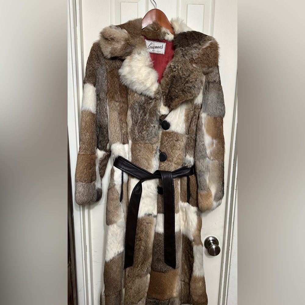 Vintage Patchwork Rabbit Fur Coat